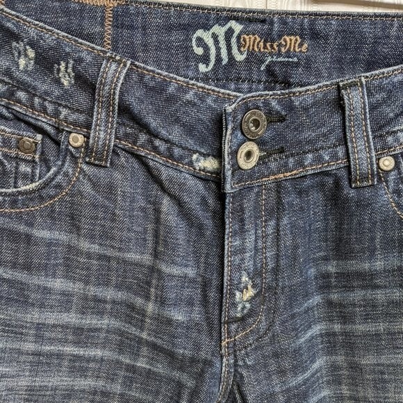 Miss Me Jeans Women 30 Bootcut Snakeskin Pocket Patches Whiskers 2-Button Zip - Picture 7 of 10